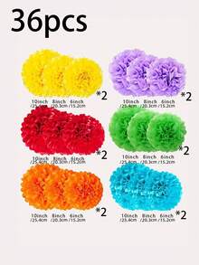 18pcs Multicolor Paper Flower Ball Decorative Set For Party Theme - Multicolor - View 8
