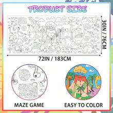 Dinosaur Party Giant Coloring Poster 30x72 Inches Large DIY Dinosaurs Coloring Tablecloth Versatile Classroom Wall Décor And Birthday Activity For For School Home Party Supplies - 恐龍 - 查看 2