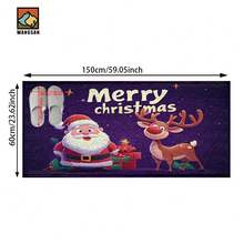 1 Stück Fußmatte mit Weihnachtsmann- und Elchmuster, rutschfeste Fußmatte aus Spezialfaser, geeignet für Feiertagsdekoration, Küche, Badezimmer, Esszimmer, Schlafzimmer, kann als Weihnachtsgeschenk verwendet werden