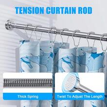 TEECK Shower Curtain Rod 2776 Inch Adjustable Spring Tension Curtain Rod Never Rust AntiSlip Shower Curtain Rod For Bathroom No Drilling Never Collapse Easy To Use Sier