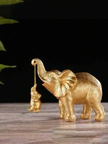 1pc Gold Elephant Statue Figurine, Symbolizing Good Luck, Health And Strength. Ideal Gift For Women, Mothers. As A Decorative Piece, It Makes A Great Gift For Christmas, Valentine's Day, New Year And Other Holidays. Gift For Friends.