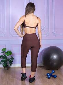 Women's Capri Leggings, Fitness Or Everyday Pants - 鏽棕色 - 查看 6
