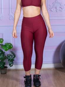 Women Sports Leggings - 酒紅色 - 查看 2