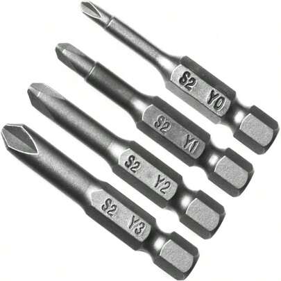 4 Pcs 1/4 Hex Shank Alloy Steel Tri - Wing Y Shape Magnatic Screwdriver Drill Bits Set Spanner Screwdriver Bits Y0 Y1 Y2 Y3 50MM Length