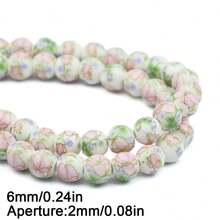 6/8/10mm Floral Patterned Ceramic Beads Mix, Round Loose Spacer Beads For Jewelry Making DIY Bracelets Necklaces