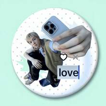 Vibrant, Character Illustration Fan Badges With Text Designs - "KEONHO", "Angel?", "Love" With , Stars, Hearts Decor - Great For Clothing, Bags, Fan Events - Multicolor - View 4