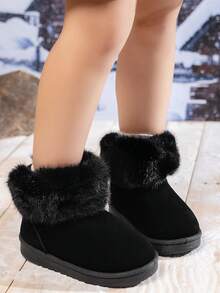 1 Pair Kids Snow Boots, New Autumn/Winter Children Shoes, Girls Toddler Warm Boots, Boys Soft Bottom Short Plush Boots, Casual Versatile Lightweight & Comfortable - Black - View 5