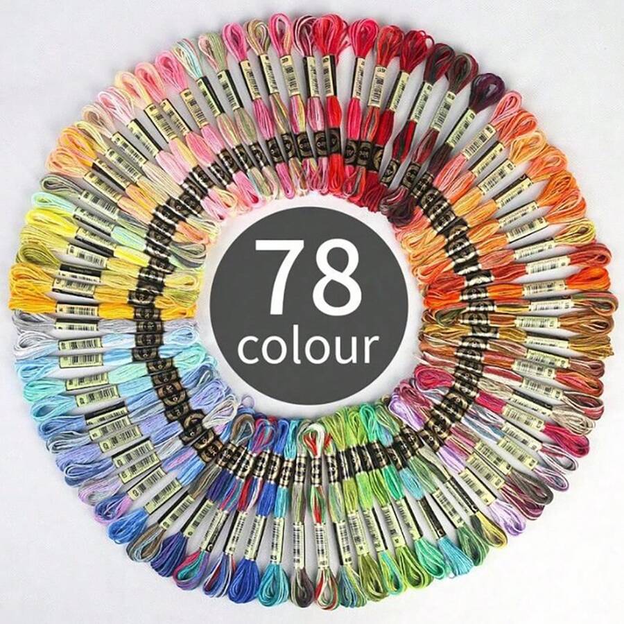 24/78 Strands Gradient Polyester Embroidery Thread, Rainbow Crewel Embroidery Floss Bulk , Thread For DIY Embroidery, Cross Stitch, Sewing, Bracelets Jewelry Making - Multicolor - View 1