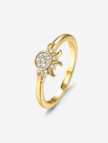 1pc S925 Sterling Silver Twisted Sun & Moon Ring, Cubic Zirconia Inlaid, Women's Wedding Ring, Girls' Engagement Ring, Eternal Ring, Exquisite Jewelry Gift For Women, Student Supplies - Twisting the Sun and Moon - View 13