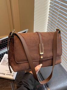 Women's Fashion Versatile Minimalist Shoulder Bag For Commuting - Coffee - View 4
