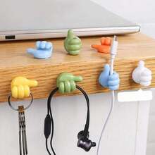 20 件自粘挂钩、拇指挂钩、粘钩、浴室挂钩、充电线固定器、电线整理器，适用于家庭、办公室、书桌、汽车、礼物创意（拇指 - 20 件） - 彩色 - 查看 1