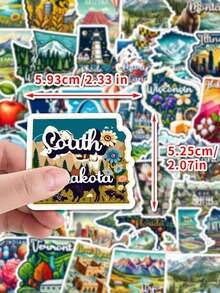 50 PIEZAS Pegatinas de los Estados Unidos, Pegatinas del Mapa de EE. UU., Decora Monopatín Escritorio de Computadora Cuaderno Caja de Regalo DIY Fiesta LYBS - Multicolor - Ver 3