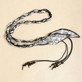 1 件编织腰绳围巾腰带，波西米亚风格丝带腰带配饰，适合牛仔裤、裙子、高端装饰