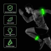 2 Pcs LED Brazalete,Pulsera LED Deportiva Recargable USB-3 Modos (Flash/Lento/Constante)-Brazalete Reflectante para Corredores, Ciclistas, Caminantes y Mascotas - Alta Visibilidad Nocturna - verde - Ver 10
