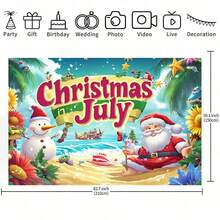 1 قطعة خلفية لحفلة عيد الميلاد الاستوائية في يوليو - قماش لحفلات العطلات الخارجية والداخلية مع رجل الثلج والسانتا كلوز الهاواي، مناسبة لحفلات التقاعد والحانات والحفلات والاحتفالات بالعام الجديد ومهرجان الربيع، متوفرة بأحجام متعددة للاختيار - متعدد الألوان - مشاهدة 7