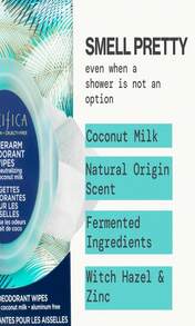 Pacifica Deodorant Wipes - Coconut Scented Body Wipes, Aluminum-Free After Workout Underarm Deodorant, Helps Fight Body Odor, Travel, Summer, Long Flight, And Gym Essentials For Men And Women - 30 Pcs - ColorB - 查看 3