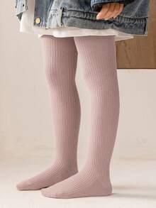 6pcs Kids' Simple Ribbed Tight Leggings, Solid Color Versatile, Suitable For Girls' Daily Life And School Uniform Matching, Spring/Autumn/All Season - Multicolor - View 6