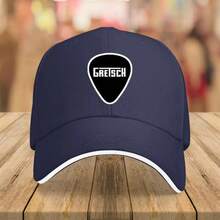 1pc Gretsch Guitar Pick Baseball Cap - Black Classic Design With White Logo, Durable Polyester, Lightweight & Stylish For Music Lovers & Streetwear, Music Lover Cap| Classic Cap Design| Comfortable Fit Cap - 藏蓝色 - 查看 1