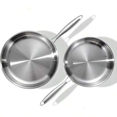 28cm Stainless Steel Frying Pan 3Ply Stainless Steel Pan Induction Oven Broiler  600F Skillet Professional Cookware Silver Dishwasher