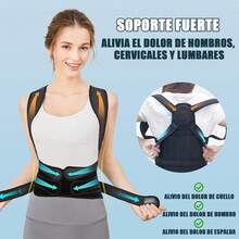 Faja postural de espalda, corrector de postura mujer, férula lumbar de soporte ajustable para aliviar el dolor de hombros y espalda, jorobado correcto, unisex (Medium) - Grande - Ver 12
