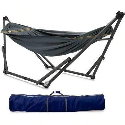 Uniki 550 Lbs Capacity Hammock, 3 - Year Warranty, Hammock Stand 30s Folding, Portable Hammock Indoor Outdoor, Instant Setup No Screws Needed 2. Canvas, Small