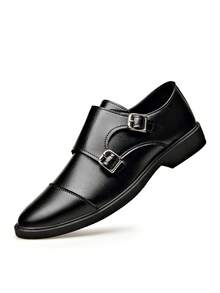 Men's Formal Business Buckle Dress Loafers - Slip-On Soft Sole, Versatile Dress Shoes - Black - View 7