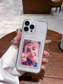 Cute Phone Cases,Phone 1pc Transparent TPU Card Holder Phone With Card & Photo Slot, Shock-Proof Minimalist Design, Suitable X, XR, XS, 11, 12, 13, 13 Pro, 13 Pro, 14 Pro, 14 Pro, 15, 15 Pro, 15 Plus, 15 Pro, 16, 16 Pro, 16 Plus, 16 Pro Waterproof Anti-Fall Scratch Resistant Gifts Women - Style1 (1PCS) - View 3