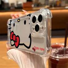 SANRIO Funda Transparente Antigolpes de Silicona para 17 16 14 15 11 12 13 Pro Max Plus, Linda Hello Kitty - SJCLR 04 - Ver 7