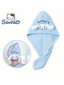 Sanrio Sanario Cinnamoroll 超细纤维干发帽是 Cinnamoroll 超细纤维干发帽，男女通用，柔软编织面料，卷发柔软，不含甲醛的护发配件 - 彩色 - 查看 1