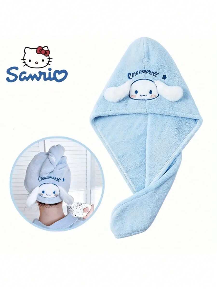 Sanrio Sanario Cinnamoroll 超细纤维干发帽是 Cinnamoroll 超细纤维干发帽，男女通用，柔软编织面料，卷发柔软，不含甲醛的护发配件 - 彩色 - 查看 1