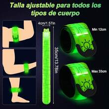 2 Pcs LED Brazalete,Pulsera LED Deportiva Recargable USB-3 Modos (Flash/Lento/Constante)-Brazalete Reflectante para Corredores, Ciclistas, Caminantes y Mascotas - Alta Visibilidad Nocturna - verde - Ver 2