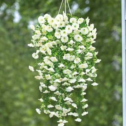 4 pezzi di fiori pendenti di campanula resistenti ai raggi UV con eucalipto - perfetti per decorazioni esterne, domestiche e per ufficio | ideali per matrimoni, Natale, Pasqua, Ringraziamento e Festa della Mamma, per la primavera