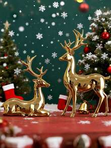 2pcs Christmas Elk Modern Decorative Crafts Ornaments Porch TV Cabinet Light Luxury Creative Living Room Wine Cabinet Ornaments, Suitable For Christmas Day Gifts.