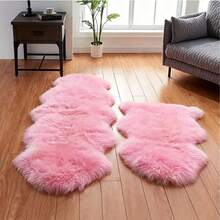 Alfombra de área de piel de oveja sintética - Diseño minimalista moderno para sala de estar, dormitorio y decoración del hogar - Respaldo suave, lavable a máquina - Regalo perfecto de invierno, alfombras de felpa, alfombras de lana, alfombras de otoño/invierno, alfombras gruesas/esponjosas