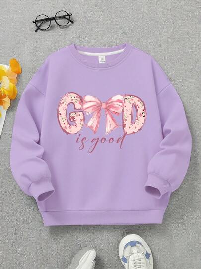 This Long Sleeve Crew Neck Sweatshirt Features A "God Is Good" Graphic Print, Comfortable And Fashionable, Casual And Versatile, Making It An Ideal Choice For The Autumn/Winter Season, Suitable For Everyday Wear.