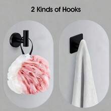 5-Piece Stainless Steel Bathroom Hardware Set: Creative Toilet Paper Holder + Single Bar Towel Rack + Hook Combination, Highly Attractive + Strong Storage, Renew Your Bathroom Space - Black - View 6