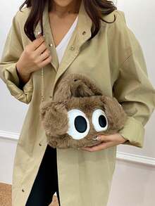 1 Stück süße Mädchen Plüsch Handtasche mit großen Augen für Mädchen - Magnetverschluss, leichte weiche Umhängetasche, vielseitige Kettentasche perfekt für Mädchen/Studenten für Alltag/Einkaufen/Urlaub/Herbst und Winter