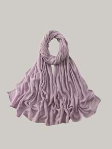 1 pieza Hiyab de viscosa modal sólido, pañuelo ligero y transpirable de moda, con acabado de puntada doble, artesanía refinada, pañuelo para mujer, adecuado para todas las estaciones