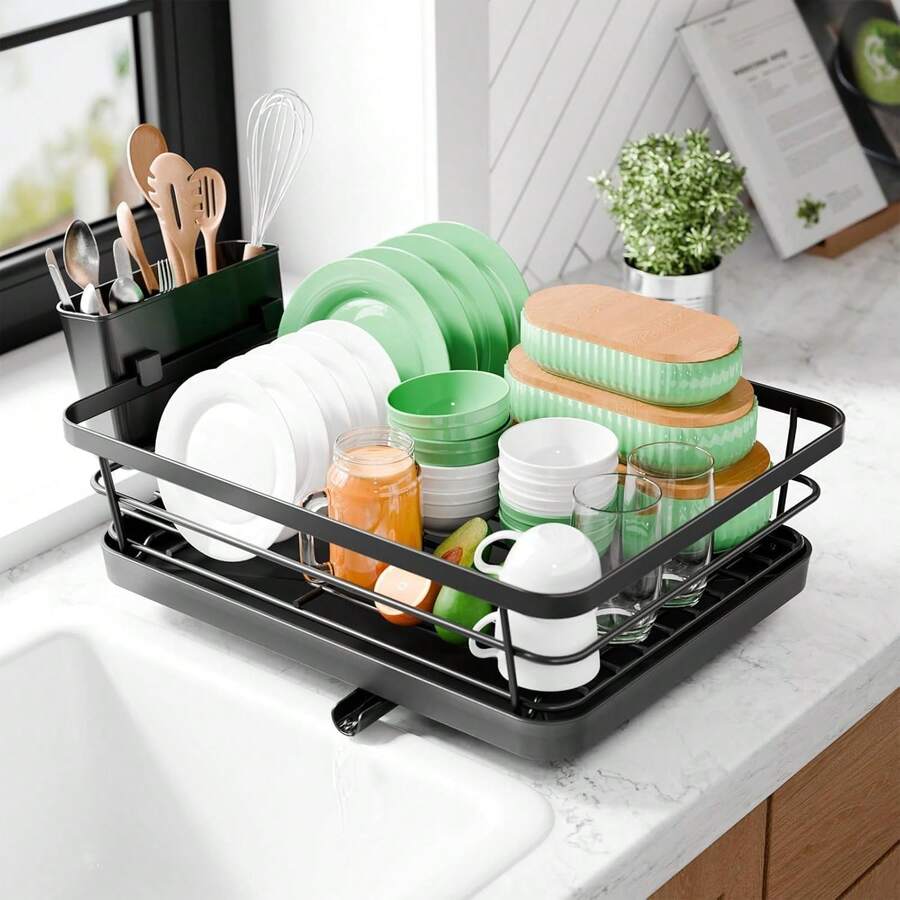 Escurridor de Trastes Acero Inoxidable sobre Fregadero, Escurridor de Trastes de 2 Niveles Acero Inoxidable, Función de Drenaje Automático de Platos para Fregadero (5) - 5 - Ver 1