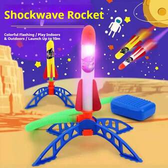 1件随机颜色脚踩火箭玩具，户外发射火箭互动玩具，脚踩高空户外发射火箭发射器（部分零件随机发送）