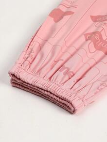 女士睡衣两件套，长袖上衣和长裤，吸湿透气，适合春秋季和秋冬季穿着。 - 粉色 - 查看 7