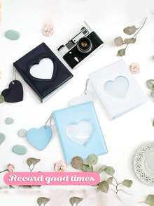 3寸心形相册，偶像卡收集相册，镜面影碟，电影票名片收集相册，心形吊坠迷你相册，白色、黑色、粉色、蓝色可选。 - 彩色 - 查看 4