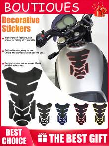 Pegatina protectora para el tanque de combustible de la motocicleta con patrón de espina de pescado, pegatina decorativa con forma de motocicleta, resistente al agua, de PVC suave y resistente a los arañazos, el mejor regalo para los entusiastas de las motocicletas, un regalo para el novio, el esposo, el hermano o el hermano menor