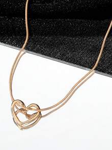 قلادة قلب عصرية مجوفة بسيطة، قلادة قلب مطلية بالفولاذ المقاوم للصدأ مقاومة للتلف، مناسبة للاستخدام اليومي للنساء