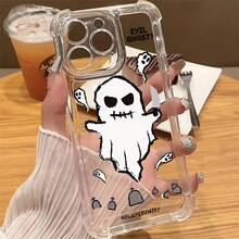 Teléfono Y Fantasma Pintado - Impreso Transparente Cuatro - Esquinas - Cojín Anti - Caída Teléfono Móvil. Es adecuado como protector 16 Pro, 15 Pro, 14 Plus, 13 Pro, 12 Pro, 11, XS - transparente - Ver 5