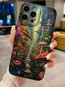 Summer 1pc Common Mushroom Pattern Phone Case Suitable For IPhone17/IPhone17 Air/IPhone17 Pro/IPhone17 Pro Max/16 Pro Max/15 Pro Max/14 Pro Max/13 Pro Max/12 Pro Max - màu đen - Xem 2