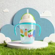 1 cốc uống nước có ống hút 200ml, cốc uống nước có ống hút bằng silicon, thân cốc hai lớp có thể tháo rời, hai tay cầm, chống trượt và chống sốc. - Nhiều màu - Xem 12