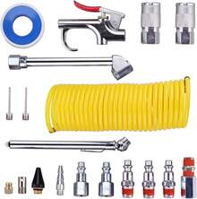 Kit Accesorios Aire Para Compresor Con Manguera 20 Piezas,Herramientas de Aire de Conexión Rápida de 1/4 Pulgadas Tipo de Ensamblaje Herramientas Neumáticas para reparación de automóviles - 1 - Ver 8