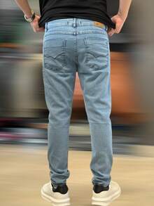 Men's Slim Denim Jeans, Elastane Lycra - Azul Claro - 查看 4