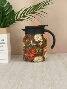 1 件 1000 毫升时尚花卉不锈钢双层真空隔热咖啡/茶壶，适用于办公室、餐厅、茶馆、户外和类似场合，是圣诞节、情人节、母亲节的绝佳礼物 - 彩色 - 查看 12